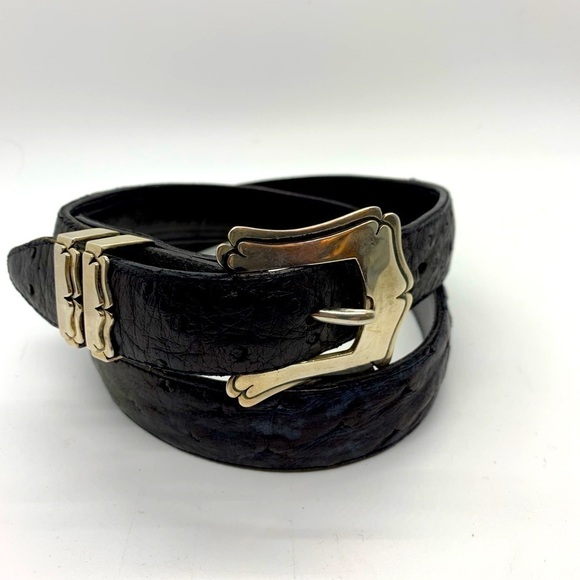 James Reid Sterling Silver Belt Buckle Set full Quill Ostrich belt‌‌‌‌‌‌‌‌‌‌‌ - Picture 1 of 6